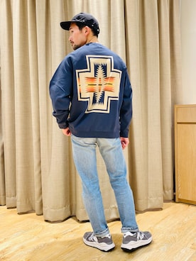 「PENDLETON（ペンドルトン）のアイテム（スウェット）」を使った、ueta.sさん（メンズ・166cm）の春コーディネート