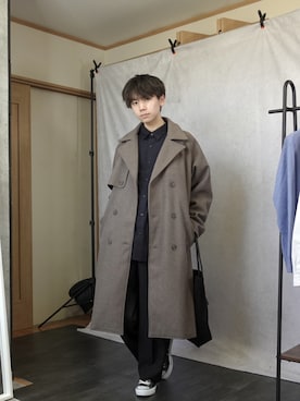 「アイテム（トレンチコート）」を使った、みなりん(Minari)さん（骨格ナチュラル・メンズ・170cm）の冬コーディネート