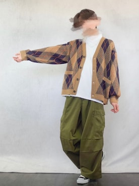 「アイテム（カーディガン/ボレロ、ブラウン系）」を使った、みなりん(Minari)さん（メンズ・170cm）の秋コーディネート