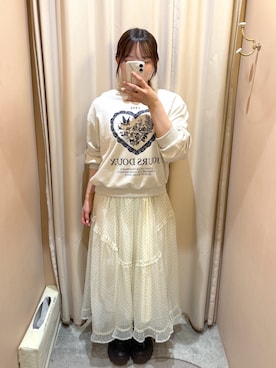 「w closet（ダブルクローゼット）のドットティアードキャミワンピース（ワンピース、ホワイト系）」を使った、KANAさん（レディース・156cm）の春コーディネート