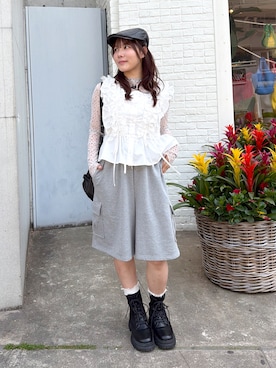 「w closet（ダブルクローゼット）のアイテム（帽子）」を使った、KANAさん（レディース・156cm）の春コーディネート