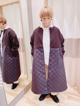 「アイテム（ノーカラーコート）」を使った、chi211030さん（レディース・165cm）の秋コーディネート