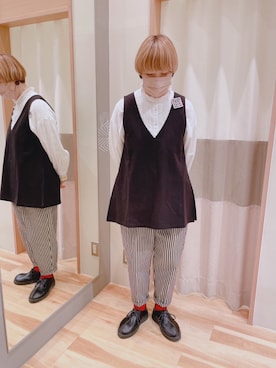 「アイテム（ブローチ/コサージュ）」を使った、chi211030さん（レディース・165cm）の冬コーディネート