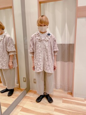 「Handmade（ハンドメイド）のアイテム（ブローチ/コサージュ）」を使った、chi211030さん（レディース・165cm）の秋コーディネート