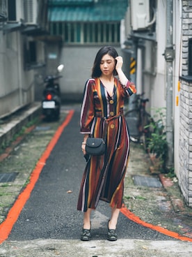 「ALL BLACK（オールブラック）のアイテム」を使った、Sylviaさん（レディース・160cm）の冬コーディネート