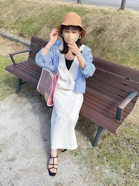 「スクエアトゥ」｜「アイテム（ジャンパースカート）」を使った、chicchimoさん（レディース・152cm）の夏コーディネート
