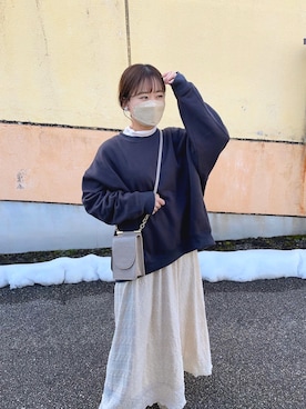 「ほめられ本命コーデ」｜「アイテム（スウェット）」を使った、chicchimoさん（レディース・152cm）の冬コーディネート