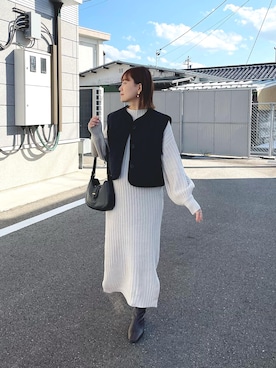 「重ね着ベストシーズン」｜「アイテム（ワンピース/ドレス）」を使った、chicchimoさん（レディース・152cm）の秋コーディネート