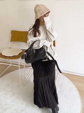 「アイテム（ボストンバッグ）」を使った、chicchimoさん（レディース・152cm）の冬コーディネート