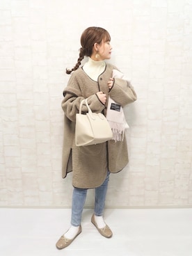 「バレエシューズ」｜「アイテム（ムートンコート）」を使った、chicchimoさん（レディース・152cm）の秋コーディネート