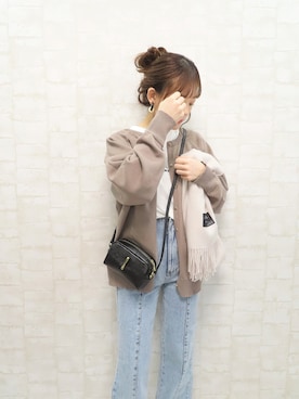 「アイテム（マフラー、ホワイト系）」を使った、chicchimoさん（レディース・152cm）の冬コーディネート