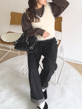 「アイテム（ボストンバッグ）」を使った、chicchimoさん（レディース・152cm）の冬コーディネート