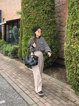 「アイテム（ニットキャップ/ビーニー）」を使った、chicchimoさん（レディース・152cm）の秋コーディネート