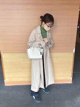 「メガネ女子」｜「アイテム（トレンチコート）」を使った、chicchimoさん（レディース・152cm）の冬コーディネート