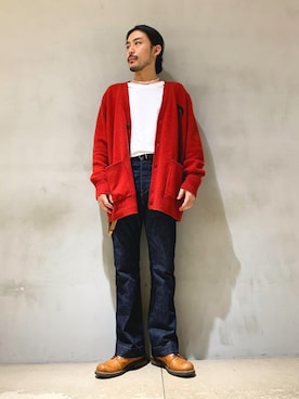 「Hender Scheme（エンダースキーマ）のアイテム（財布/小物）」を使った、水本健矢さん（メンズ・173cm）の秋コーディネート