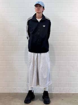 「adidas（アディダス）のベースボール キャップ ウォッシュド / アディダスオリジナルス adidas Originals（キャップ、ブルー系）」を使った、KSさん（メンズ・172cm）の夏コーディネート