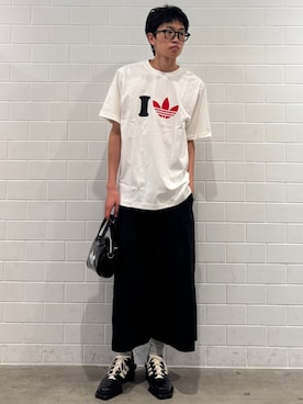 「adidas（アディダス）のアディカラー ミニボウリングバッグ/ アディダスオリジナルス adidas Originals（ショルダーバッグ、ブラック系）」を使った、KSさん（メンズ・172cm）の夏コーディネート