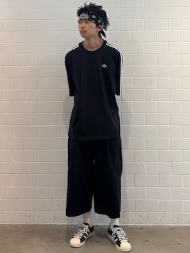 「adidas（アディダス）のスーパースター ビンテージ / Superstar Vintage（シューズ、ブラック系）」を使った、KSさん（メンズ・172cm）の夏コーディネート