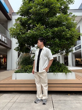 「ITEMS URBANRESEARCH（アイテムズ アーバンリサーチ）の『接触冷感/吸水速乾/抗菌/防臭/UVカット』マルチスペッククルーネックTシャツ（Tシャツ/カットソー、ブラック系）」を使った、yujiroさん（メンズ・170cm）の夏コーディネート