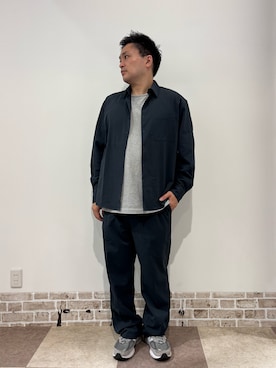 「ITEMS URBANRESEARCH（アイテムズ アーバンリサーチ）のヨウリュウレギュラーカラー長袖シャツ（シャツ/ブラウス、ブルー系）」を使った、yujiroさん（メンズ・170cm）の秋コーディネート