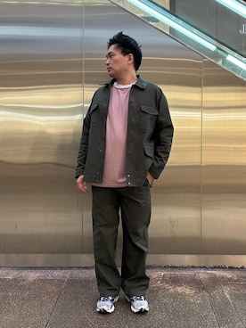 「ITEMS URBANRESEARCH（アイテムズ アーバンリサーチ）のTCポンチ7分袖カットソー（Tシャツ/カットソー、ピンク系）」を使った、yujiroさん（メンズ・170cm）の秋コーディネート