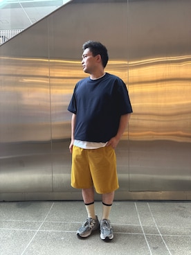 「ITEMS URBANRESEARCH（アイテムズ アーバンリサーチ）の接触冷感シルキータッチTシャツ（Tシャツ/カットソー、ホワイト系）」を使った、yujiroさん（メンズ・170cm）の夏コーディネート