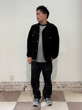 「ITEMS URBANRESEARCH（アイテムズ アーバンリサーチ）のF.S.2nd type トラッカー ライトジャケット（カバーオール、ブラック系）」を使った、yujiroさん（メンズ・170cm）の秋コーディネート