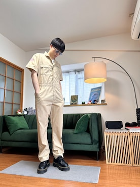 「Dr. Martens（ドクターマーチン）のアイテム（ブーツ、ブラック系）」を使った、RYO YAMさん（メンズ・177cm）の春コーディネート