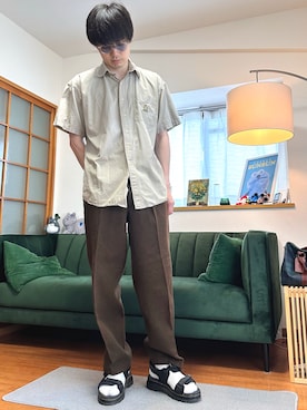 「CHAPS（チャップス）のアイテム（トップス）」を使った、RYO YAMさん（メンズ・177cm）の夏コーディネート