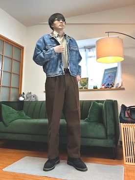 「CHAPS（チャップス）のアイテム（トップス）」を使った、RYO YAMさん（メンズ・177cm）の夏コーディネート