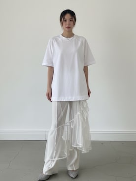 「PRO CLUB （プロクラブ）の【PROCLUB/プロクラブ】Heavyweight Short Sleeve Tee 厚手 ヘビーウェイト Tシャツ クルーネック 無地 ユニセックス 2026新作 再入荷 春服 夏服（Tシャツ/カットソー、ホワイト系）」を使った、aiさん（レディース・165cm）の夏コーディネート
