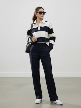 「Dickies（ディッキーズ）の【ROOPTOKYO 別注】Dickies/ディッキーズ EASY WORK PANTS イージーワークパンツ ユニセックス チノパンツ 2026年春夏（チノパンツ、ブルー系）」を使った、aiさん（レディース・165cm）の春コーディネート