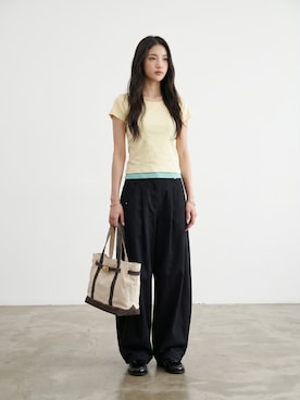 「sita parantica（シータパランティカ）のsita parantica/シータ パランティカ TOTEBAG CVL-M キャンバストートバッグM 2026年春夏（トートバッグ、グレー系）」を使った、aiさん（レディース・165cm）の夏コーディネート