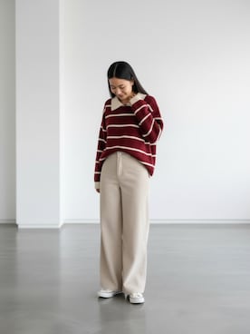 「Dickies（ディッキーズ）の【お気に入り数10万人突破】Dickies/ディッキーズ THE ORIGINAL FIT 874 TCツイル センタープレス スケーターパンツ レングス32インチ ワークパンツ イージーパンツ 2026年春夏（チノパンツ、ホワイト系）」を使った、aiさん（レディース・165cm）の春コーディネート