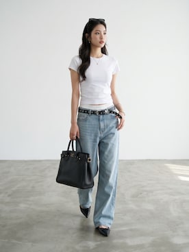 「Levi's（リーバイス）のLEVI'S/リーバイス 565 LOOSE STRAIGHT ルーズストレート デニムパンツ ストレートシルエット（デニムパンツ、ブルー系）」を使った、aiさん（レディース・165cm）の夏コーディネート
