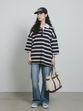 「Levi's（リーバイス）のLEVI'S/リーバイス 565 LOOSE STRAIGHT ルーズストレート デニムパンツ ストレートシルエット（デニムパンツ、ブルー系）」を使った、aiさん（レディース・165cm）の春コーディネート