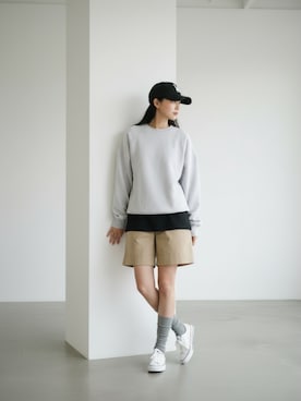 「GILDAN（ギルダン）のアイテム（スウェット）」を使った、aiさん（レディース・165cm）の春コーディネート