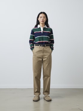 「Dickies（ディッキーズ）の【お気に入り数10万人突破】Dickies/ディッキーズ THE ORIGINAL FIT 874 TCツイル センタープレス スケーターパンツ レングス32インチ ワークパンツ イージーパンツ 2026年春夏（チノパンツ、ベージュ系）」を使った、aiさん（レディース・165cm）の春コーディネート