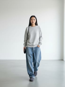 「GILDAN（ギルダン）のアイテム（スウェット）」を使った、aiさん（レディース・165cm）の春コーディネート