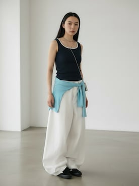 「Dickies（ディッキーズ）の【お気に入り数10万人突破】Dickies/ディッキーズ THE ORIGINAL FIT 874 TCツイル センタープレス スケーターパンツ レングス32インチ ワークパンツ イージーパンツ 2026年春夏（チノパンツ、ホワイト系）」を使った、aiさん（レディース・165cm）の夏コーディネート