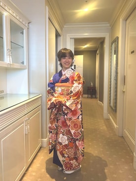 「もなみのアイテム（着物、ブルー系）」を使った、Midori ∥ 146cmさん（レディース・146cm）の春コーディネート