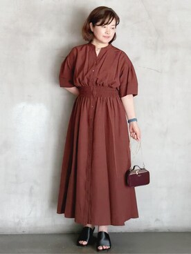 「アイテム（ポーチ、ブラウン系）」を使った、O.Kさん（レディース・158cm）の夏コーディネート