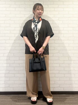 「OPAQUE.CLIP（オペークドットクリップ）の【軽量／クッション】クロスベルトサンダル《ヒール5cm》（サンダル）」を使った、mochiさん（レディース・160cm）の夏コーディネート