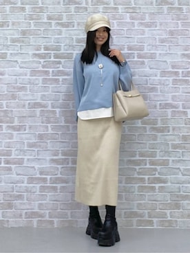 「アイテム（キャスケット）」を使った、マリカさん（レディース・160cm）の冬コーディネート