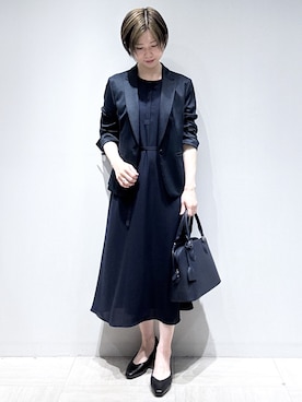 「Reflect（リフレクト）の【SS-4Lサイズ／UVカット／接触冷感】匠ジャケット／ベーシックテーラード（テーラードジャケット、ブルー系）」を使った、まちこさん（レディース・157cm）の夏コーディネート