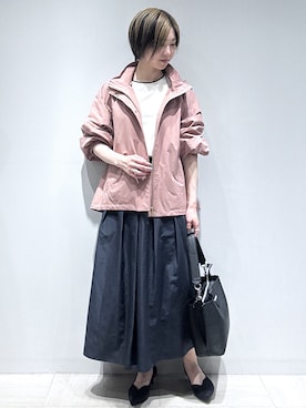 「Reflect（リフレクト）の【撥水／洗える／フード取外し可】マウンテンパーカー（ブルゾン、ピンク系）」を使った、まちこさん（レディース・157cm）の秋コーディネート