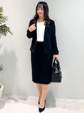 「アイテム（ノーカラージャケット、ブラック系）」を使った、Hitomiさん（レディース・150cm）の冬コーディネート
