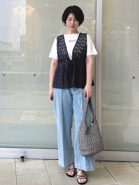 「OPAQUE.CLIP（オペークドットクリップ）のアイテム（パンツ）」を使った、YO-KOさん（レディース・169cm）の春コーディネート