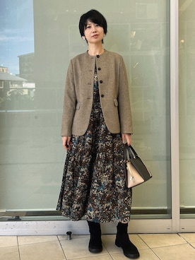 「アイテム（ボストンバッグ）」を使った、YO-KOさん（レディース・169cm）の秋コーディネート