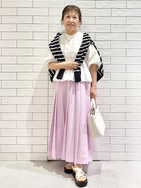 「OPAQUE.CLIP（オペークドットクリップ）のクロスベルトデザインサンダル（サンダル）」を使った、yさん（レディース・148cm）の春コーディネート